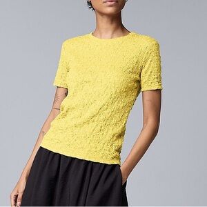 Simply Vera Vera Wang Yellow Textured Women's Top